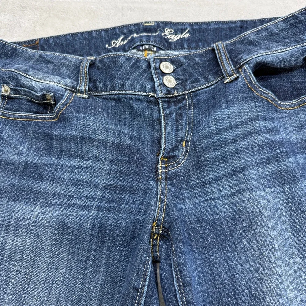 American Eagle Artist Flare Jeans Womens 10 Long Dark ash Denim Boho Retro Y2K